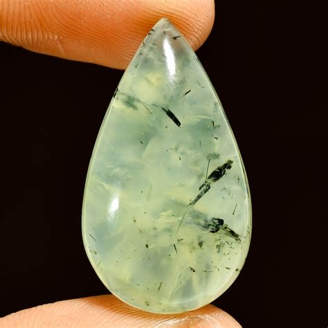 100 Natural Prehnite Pear Shape Cabochon Loose Gemstone 35 Ct