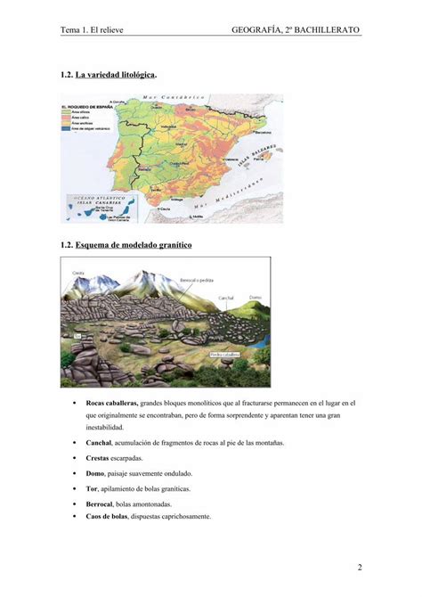 PDF Tema 1 El relieve GEOGRAFÍA 2º BACHILLERATO El mapa