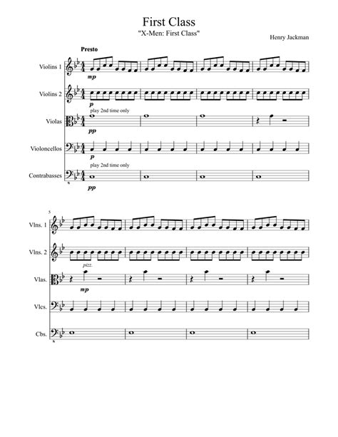 First Class X Men Sheet Music For Strings Group Mixed Quintet