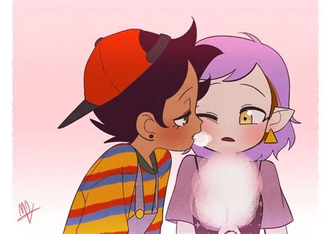 Two Cartoon Characters One Is Kissing The Other S Cheek While The Other