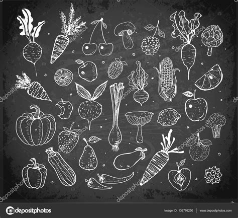 Doodle Fruits And Vegetables Stock Vector Image By Elinacious 138799250