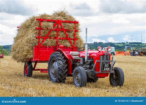 Old Vintage Massey Ferguson And Trailer In Crop Field Editorial Photo 76156115