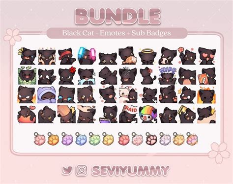 Cute White Cat Emotes Twitch Discord Kawaii Kitty Neko Etsy Canada