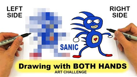 Drawing with BOTH HANDS SAME TIME Art Challenge | Sanic