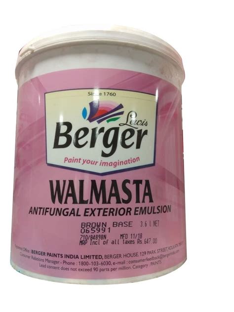 Berger Walmasta Antifungal Exterior Emulsion Paint Packaging Size