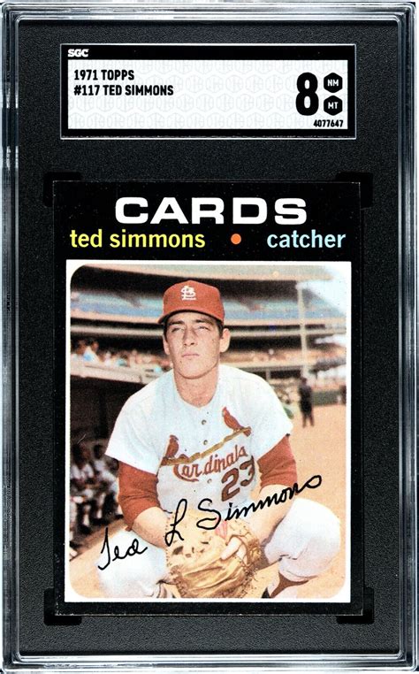 Topps Ted Simmons Rookie Rc Sgc Nm Mt Hof Cardinals Ebay