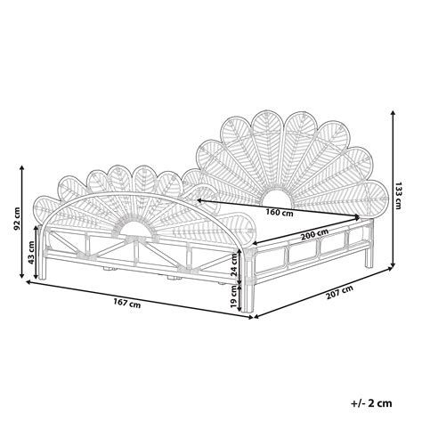 Letto Matrimoniale Rattan Legno Chiaro 160 X 200 Cm FLORENTINE