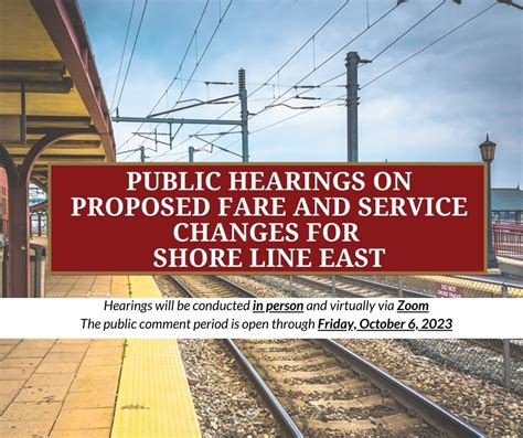 Public Hearings On Proposed Fare And Service Changes For Shore Line East