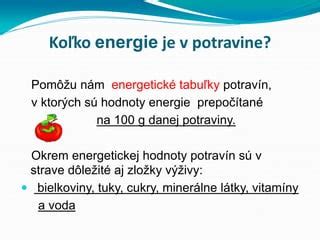 Energetick Hodnota Potrav N Ppt