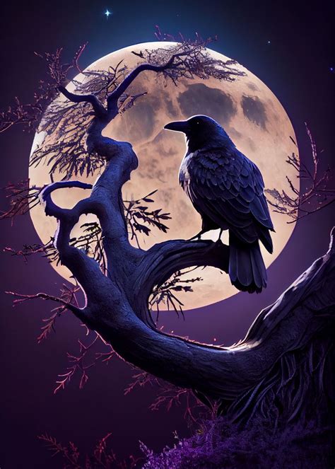 Raven Moon Poster Picture Metal Print Paint By Decoydesign Displate