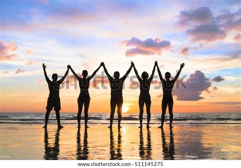 Silhouette Group People Holding Hands On Stock Photo (Edit Now) 511145275