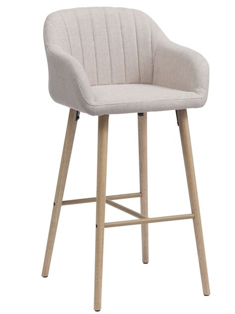 Bar Stool Adslev Beige Fabric Oak Colour Jysk