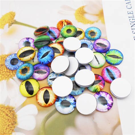 10 Pairs Mix Flat Back Round Animal Eyes Glass Cabochons Doll Toy Eyes