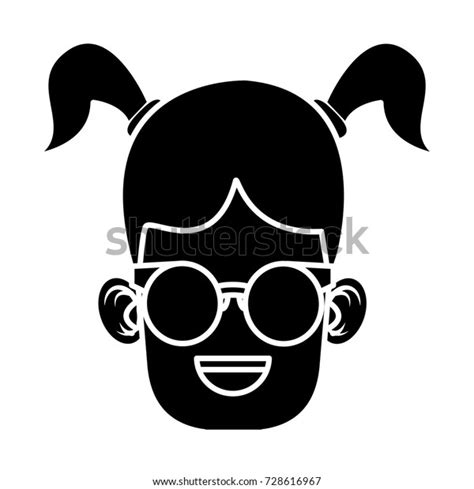 Cute Girl Glasses Cartoon Stock Vector Royalty Free 728616967