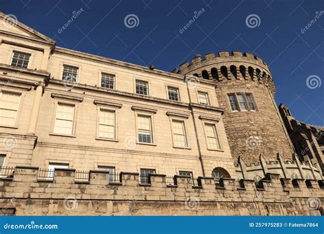 Dublin Castle On A Sunny Day With Clear Blue Sky Ancient Stone