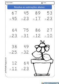 Subtração Sem Reserva - Subtração sem reserva worksheet | Fichas
