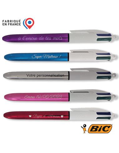 Stylo BIC 4 Couleurs Shine Brillant Personnalisable