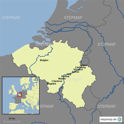 StepMap Belgien Landkarte für Deutschland