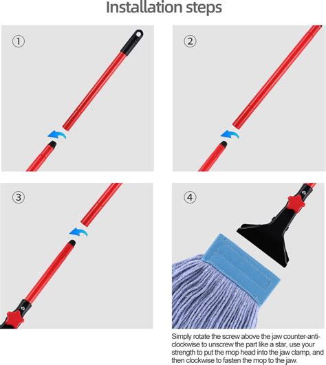 OFO Loop End String Wet Mop 59 Inch Aluminium Alloy Pole 3 Heavy Duty