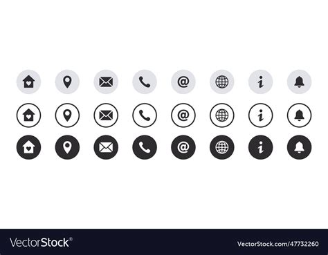 Contact information icons us icons set Royalty Free Vector