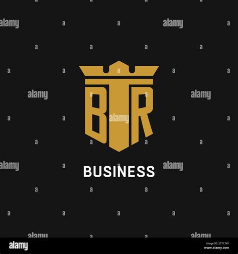 Br Initial Logo With Shield And Crown Style Design Ideas Stock Vector