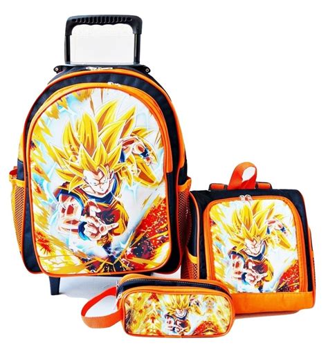 Mochila Dragon Ball Z Goku Rodinhas Lancheira E Estojo Kit R 119 00