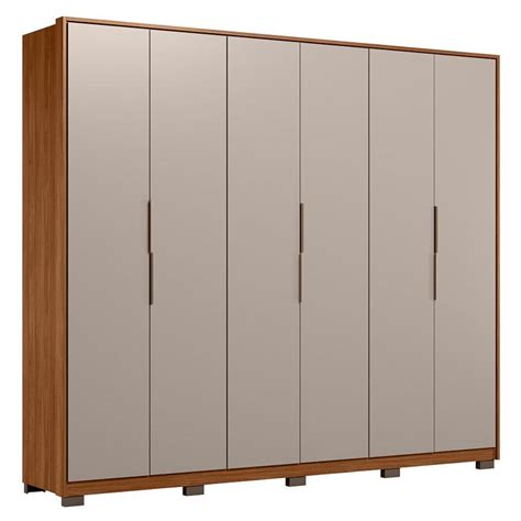 Guarda Roupa Casal Atrice Portas Nogueira Nude Prime TX Pés Demóbile Demartêz