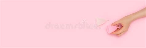 Banner With Hand Hold Menstrual Cup Stock Illustration Illustration