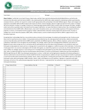 Fillable Online Departments Livermore Area Recreation And Park