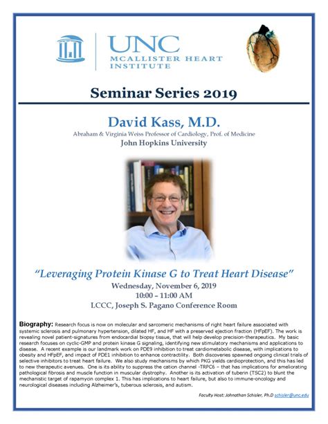 MHI Seminar Series David Kass M D Leveraging Protein Kinase G To