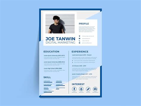 Free Creative Blue CV Resume Template with Professional Look