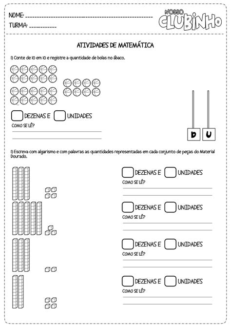 Atividades Sobre Dezenas E Unidades