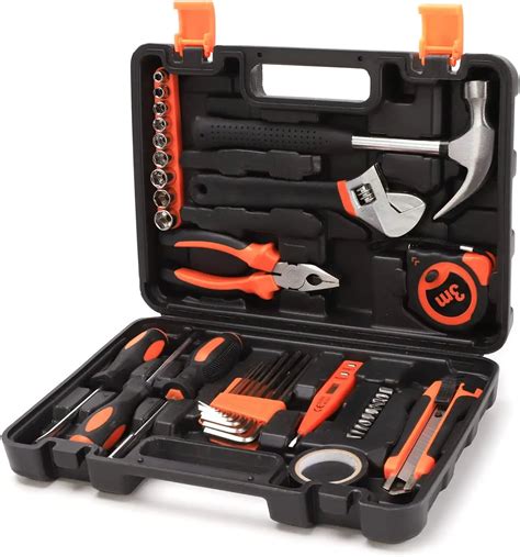 38-Piece Basic Hand Tool Set with Plastic Toolbox Storage Case for Home ...