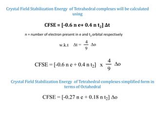 Crystal Field Stabilization Energy PPT