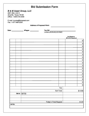 Fillable Online Bid Submission Form Bmassetcom Fax Email Print