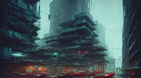 Post Apocalyptic City Building Raining Building Stable Diffusion