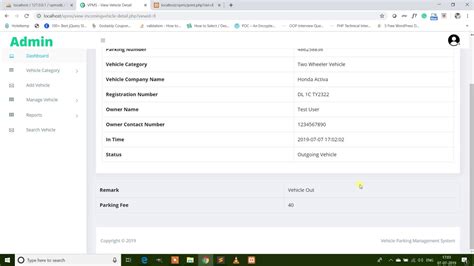 Vehicle Parking Management System Using Php And Mysql Youtube