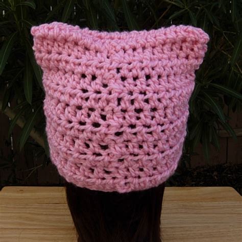 Light Pink Pussy Cat Hat Pussyhat Soft 100 Acrylic Crochet Etsy