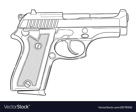 Hand drawn pistol isolated on white Royalty Free Vector