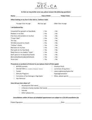 Fillable Online Spa Goals Intake Form Mecca Spa Fax Email Print