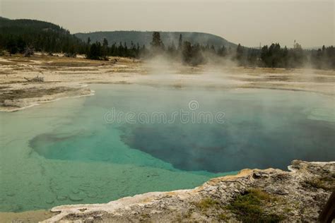 Hot Spring in Yellowstone National Park Stock Image - Image of basin ...