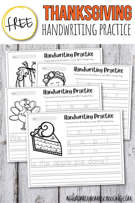 Free Printable Thanksgiving Handwriting Worksheets