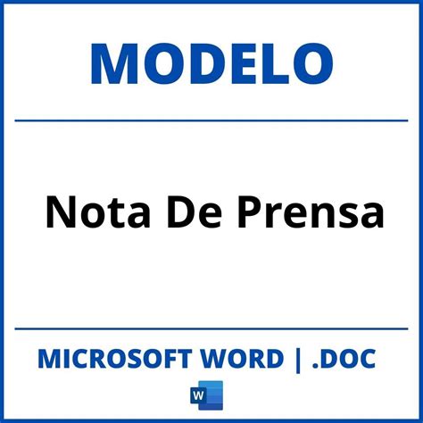 Modelo De Nota De Prensa En Word