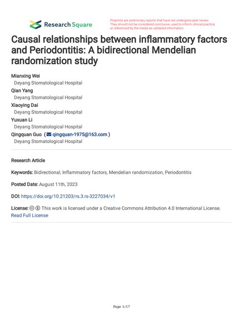 (PDF) Causal relationships between inflammatory factors and ... 