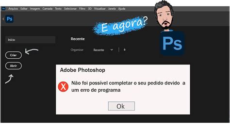 Erro Ao Criar Um Novo Documento Ou Abrir Uma Imagem No Photoshop