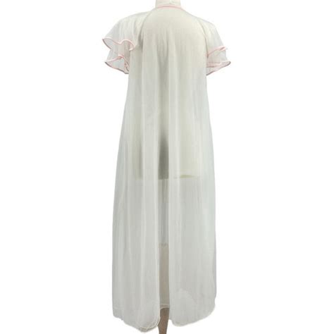 Vintage Sheer Nightgown Val Mode S Long Robe Wit Gem