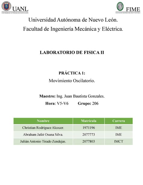 Pr Ctica Fisica Fime Laboratorio De Fisica Ii Pr Ctica