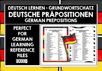 GERMAN PREPOSITIONS LIST FREEBIE by Lively Learning Classroom | TPT