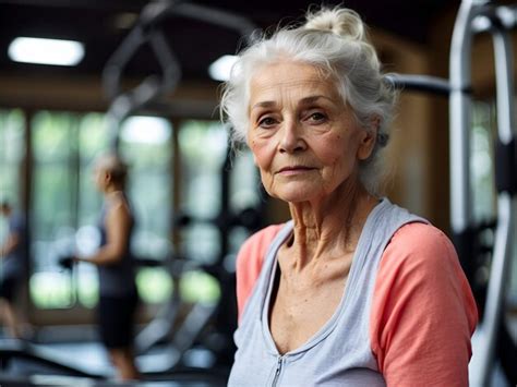 Premium Photo Old Woman Grandmother Exercising Running Gym Healthy Ageing