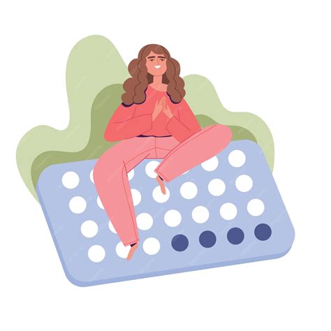 Premium Vector Happy Young Woman Sits On A Pack Of Hormonal